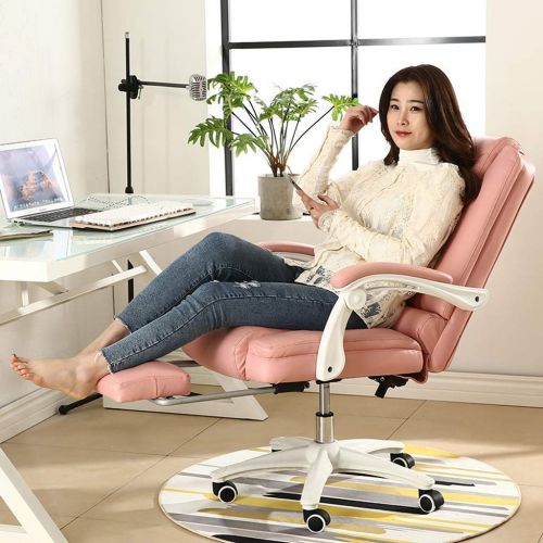  Video Desk Chairs Computer Chair Office Chair Stylish Reclining Sofa Chair Pink Home Swivel Chair Soft and Comfortable Office Chair 360 Rotation Lifting (Color : Pink)