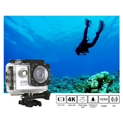  Sport Camera 1080P Full HD Waterproof Underwater Camera VideoPro WiFi Control with 170° Wide-angle Lens 16MP and Mounting Accessories Kit Silver