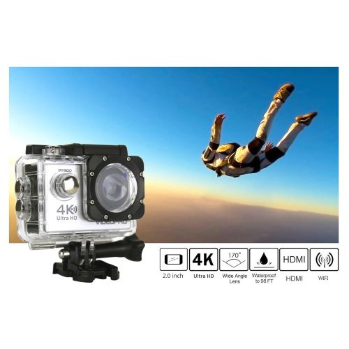  Sport Camera 1080P Full HD Waterproof Underwater Camera VideoPro WiFi Control with 170° Wide-angle Lens 16MP and Mounting Accessories Kit Silver