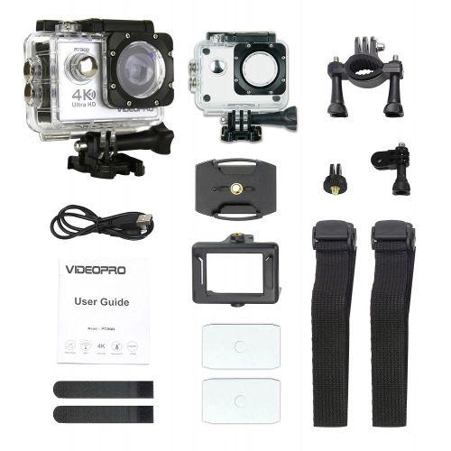  Sport Camera 1080P Full HD Waterproof Underwater Camera VideoPro WiFi Control with 170° Wide-angle Lens 16MP and Mounting Accessories Kit Silver