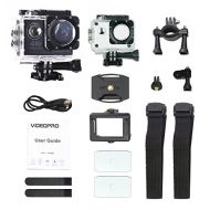 Sport Camera 1080P Full HD Waterproof Underwater Camera VideoPro WiFi Control with 170° Wide-angle Lens 16MP and Mounting Accessories Kit Black