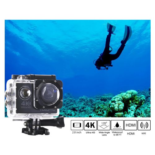  Sport Camera 1080P Full HD Waterproof Underwater Camera VideoPro WiFi Control with 170° Wide-angle Lens 16MP and Mounting Accessories Kit Black