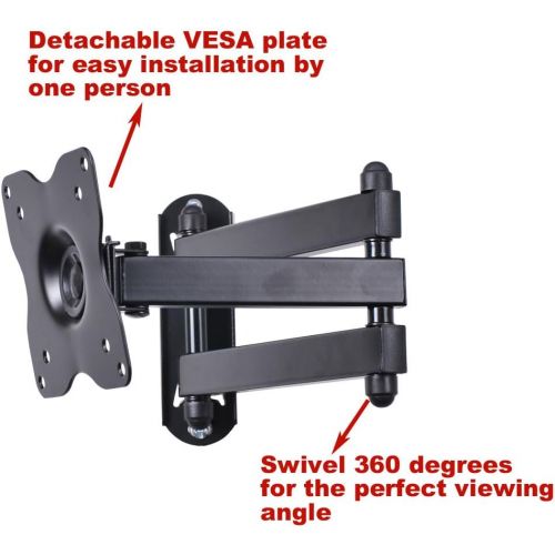  [아마존베스트]VideoSecu ML12B TV LCD Monitor Wall Mount Full Motion 15 inch Extension Arm Articulating Tilt Swivel for Most 19-37 LED TV Flat Panel Screen with VESA 100x100, 75x75 1KX