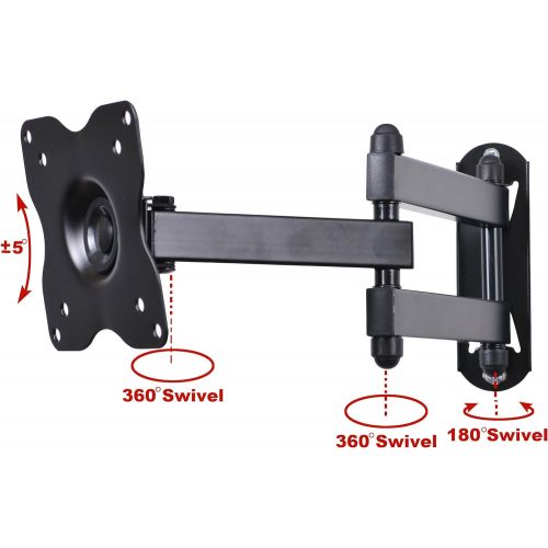  [아마존베스트]VideoSecu ML12B TV LCD Monitor Wall Mount Full Motion 15 inch Extension Arm Articulating Tilt Swivel for Most 19-37 LED TV Flat Panel Screen with VESA 100x100, 75x75 1KX