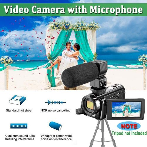  Video Camera Camcorder with Microphone, VideoSky FHD 1080P 30FPS 24MP Vlogging YouTube Cameras 16X Digital Zoom Camcorder Webcam Recorder with Remote Control, 3.0 Inch 270° Rotatio