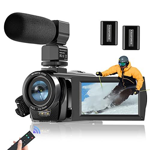  Video Camera Camcorder VideoSky Vlogging Camera for YouTube Full HD 1080P 24MP 30FPS 16X Zoom Digital Camera with 3.0 Inch 270° Rotation IPS Screen, Fill Light, Microphone, 2.4G Re