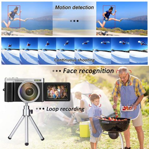  Digital Camera Vlogging Camera, Full HD 1080p 24.0MP VideoSky Video Camera Camcorder with Wide Angle Lens, 3.0 IPS Flip Screen,16X Digital Zoom,WiFi Function Camera Recorder (Two B