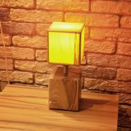 /ViduFurniture Handmade wooden bedroom lamp. beech wooden lamp. bedside lamp.nightstand. soft light. veneer cube.