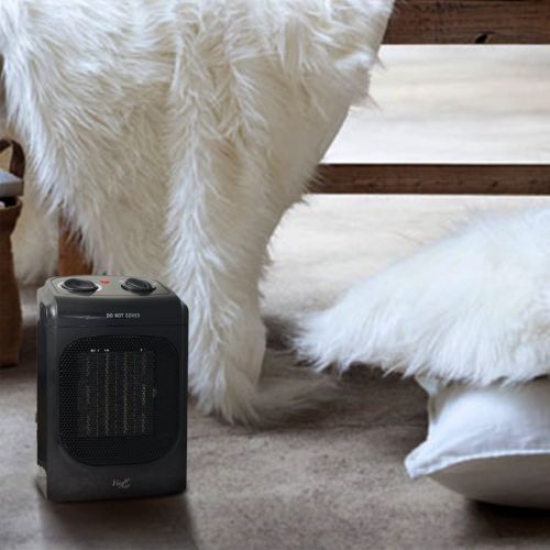  Vie Air 1500W Portable 2-Settings Home Black Ceramic Heater with Adjustable Thermostat