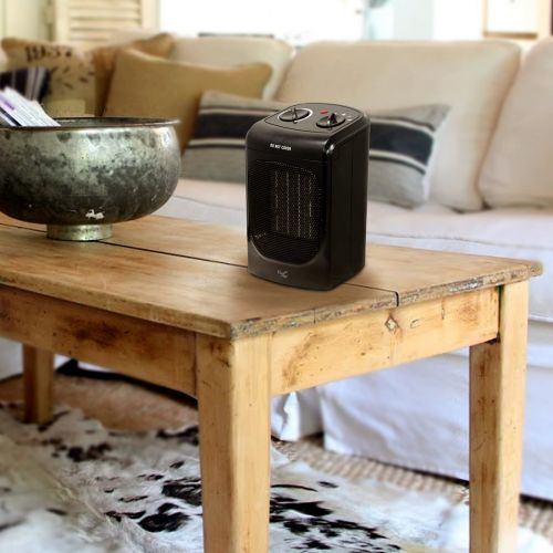  Vie Air 1500W Portable 2-Settings Home Black Ceramic Heater with Adjustable Thermostat