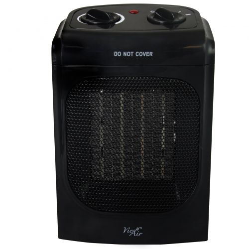  Vie Air 1500W Portable 2-Settings Home Black Ceramic Heater with Adjustable Thermostat