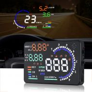 Viedoct High Configuration Version 5.5 inch OBD2 Car Windshield HUD Head Up Display Safe Driving with Speed Fatigue Warning RPM MPH Fuel Consumption (OBD_1)