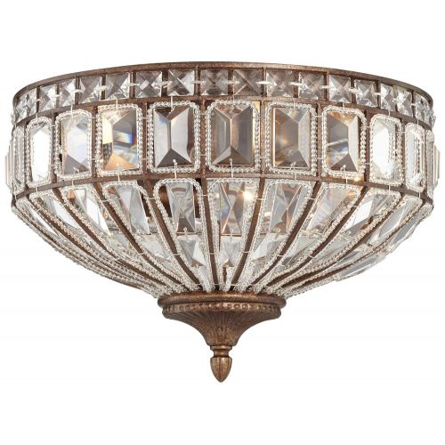  Ibeza Ceiling Light Flush Mount Fixture Square Cut Crystal Mocha Brown 15.5 Wide Bedroom Kitchen - Vienna Full Spectrum