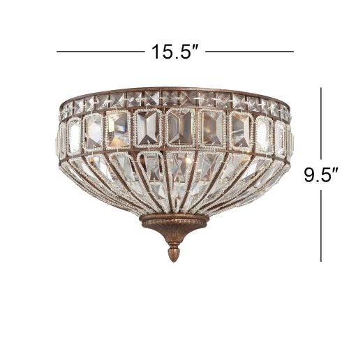  Ibeza Ceiling Light Flush Mount Fixture Square Cut Crystal Mocha Brown 15.5 Wide Bedroom Kitchen - Vienna Full Spectrum