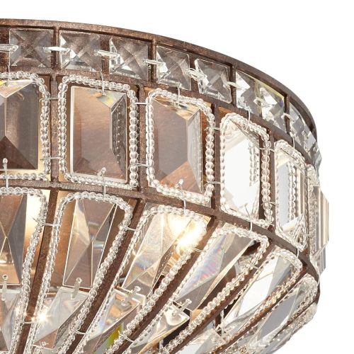  Ibeza Ceiling Light Flush Mount Fixture Square Cut Crystal Mocha Brown 15.5 Wide Bedroom Kitchen - Vienna Full Spectrum