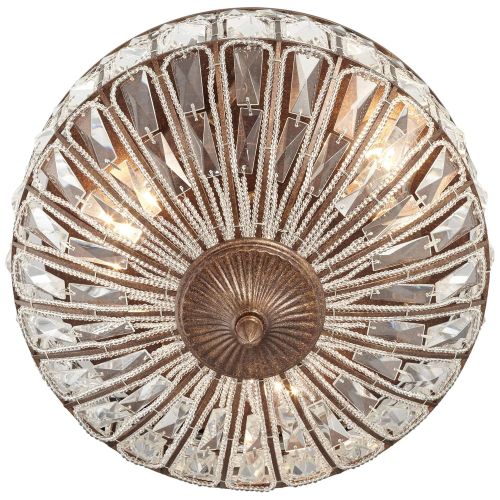  Ibeza Ceiling Light Flush Mount Fixture Square Cut Crystal Mocha Brown 15.5 Wide Bedroom Kitchen - Vienna Full Spectrum