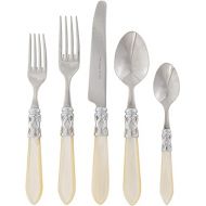 Vietri Aladdin Brilliant Ivory 5-Piece Place Setting, 18/10 Stainless Steel Forks Spoons & Knife