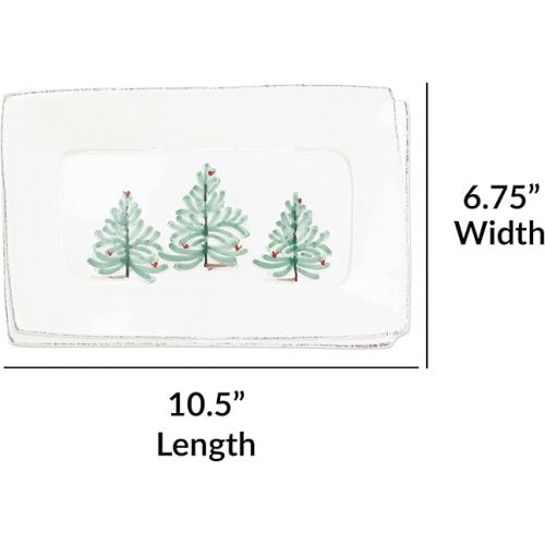  Vietri Lastra Holiday Small Rectangular Tray, Ceramic Artisan Serving Platter, Table Decor