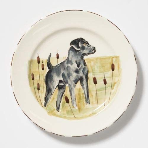  Vietri Wildlife Black Hunting Dog Dinner Plate