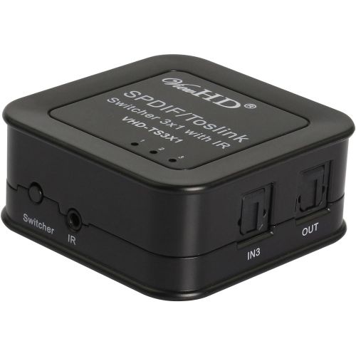  [아마존베스트]ViewHD SPDIF | TOSLINK Digital Optical Audio Switcher 3x1 with Remote | Three Inputs to One Output | Model: VHD-TS3X1