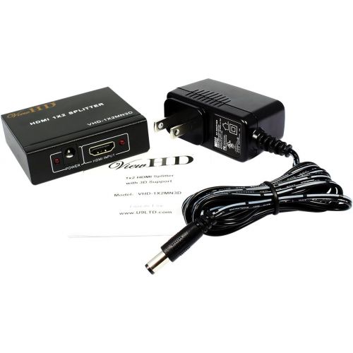  ViewHD 2 Port 1x2 Powered HDMI 1 in 2 Out Mini Splitter for 1080P & 3D Model: VHD-1X2MN3D