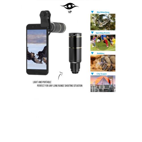  ViewPoint 16X Zoom Lens Telescope Telephoto Clip On Lens For iPhone XS, XS MAX, X, 8, 7, 6s, 6, Samsung S9, S9 Plus, S8, S8 Plus, S7, S7 Edge, S6 Edge, S6 - Smartphones & Cellphone