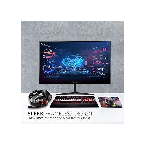  ViewSonic OMNI VX3218-PC-MHD 32 Inch Curved 1080p 1ms 165Hz Gaming Monitor with FreeSync Premium, Eye Care, HDMI and Display Port