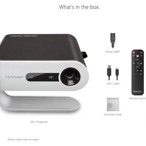  [아마존핫딜][아마존 핫딜] ViewSonic M1+ Portable Smart Wi-Fi Projector with Dual Harman Kardon Bluetooth Speakers HDMI USB Type C and Built-in Battery