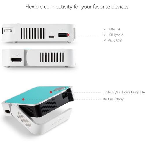  ViewSonic M1 Mini Ultra Portable LED Projector with Auto Keystone, JBL Speaker, HDMI, USB, Stream Netflix with Dongle (M1MINI)