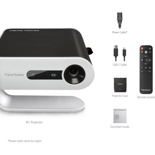  ViewSonic M1 Portable LED Projector with Auto Keystone, Dual Harman Kardon Speakers, HDMI, USB C, Stream Netflix with Dongle