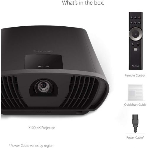  ViewSonic Smart LED 4K Projector with Dual Harman Kardon Speakers 125% Rec 709 3D Ready Frame Interpolation Technology for Home Theater (X100-4K)
