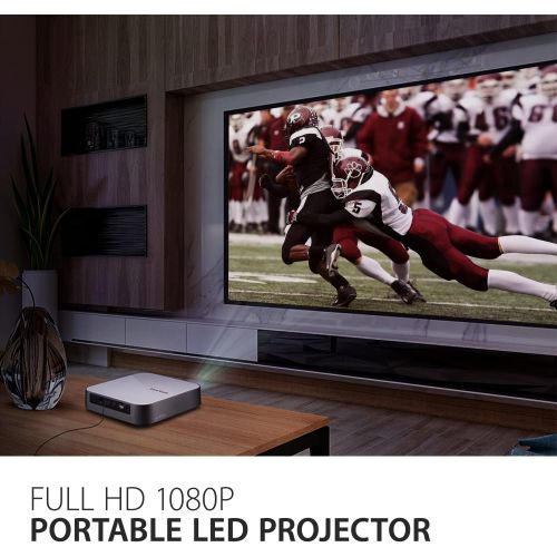  ViewSonic M2e 1080p Portable Projector with 1000 LED Lumens, H/V Keystone, Auto Focus, Harman Kardon Bluetooth Speakers, HDMI, USB C, 16GB Storage, Stream Netflix with Dongle
