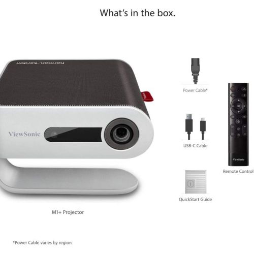  ViewSonic M1+ Portable LED Projector with Auto Keystone, Dual Harman Kardon Bluetooth Speakers and HDMI, USB C, Stream Netflix with Dongle (M1PLUS),Portable with Wi-Fi