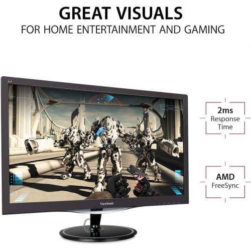  [아마존베스트]ViewSonic VX2457-MHD 24 Inch 75Hz 2ms 1080p Gaming Monitor with FreeSync Eye Care HDMI and DP, Black