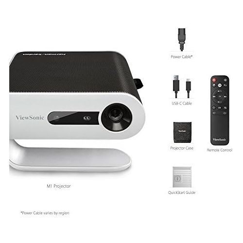  [아마존베스트]Viewsonic M1 Portable LED Projector (WVGA, 250 Lumens, HDMI, USB, USB-C, SD Card Reader, 3 Watt Speaker) Silver