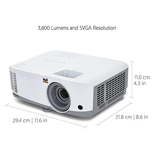  [아마존베스트]-Service-Informationen Viewsonic PA503S 3D Home Cinema DLP Projector (SVGA, 3,600 ANSI Lumens, HDMI, 2 Watt Speakers, 1.1x Optical Zoom) White/Grey