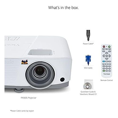  [아마존베스트]-Service-Informationen Viewsonic PA503S 3D Home Cinema DLP Projector (SVGA, 3,600 ANSI Lumens, HDMI, 2 Watt Speakers, 1.1x Optical Zoom) White/Grey