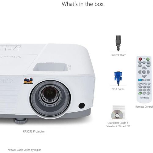  [아마존베스트]-Service-Informationen Viewsonic PA503S 3D Home Cinema DLP Projector (SVGA, 3,600 ANSI Lumens, HDMI, 2 Watt Speakers, 1.1x Optical Zoom) White/Grey