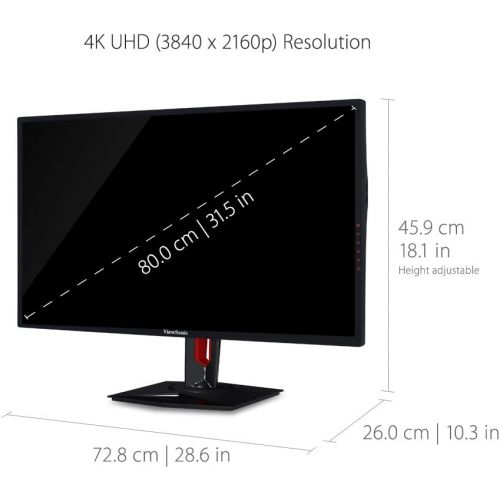  ViewSonic XG3220 32 Inch 60Hz 4K Gaming Monitor with FreeSync HDMI DP Eye Care Advanced Ergonomics and HDR10 for PC and Console Gaming