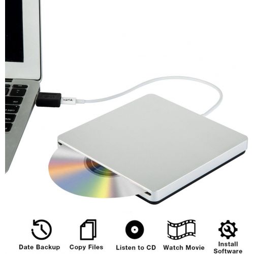  [아마존 핫딜]  [아마존핫딜]VikTck USB-C Superdrive External DVD/CD Reader and DVD/CD Burner for Apple--MacBook Air/Pro/iMac/Mini/MacBook Pro/ASUS /ASUS/DELL Latitude with USB-C Port Plug and Play(Silver)