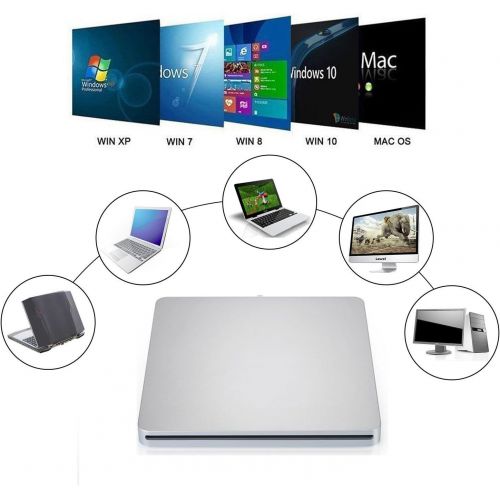  [아마존 핫딜]  [아마존핫딜]VikTck USB-C Superdrive External DVD/CD Reader and DVD/CD Burner for Apple--MacBook Air/Pro/iMac/Mini/MacBook Pro/ASUS /ASUS/DELL Latitude with USB-C Port Plug and Play(Silver)