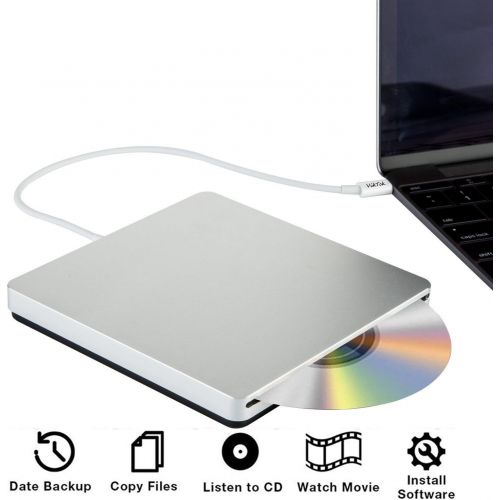  [아마존 핫딜]  [아마존핫딜]VikTck USB-C Superdrive External DVD/CD Reader and DVD/CD Burner for Apple--MacBook Air/Pro/iMac/Mini/MacBook Pro/ASUS /ASUS/DELL Latitude with USB-C Port Plug and Play(Silver)