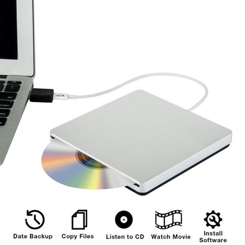  VikTck USB-C Superdrive External DVDCD Reader and DVDCD Burner for Apple--MacBook AirProiMacMiniMacBook ProASUS ASUSDELL Latitude with USB-C Port Plug and Play(Silver)