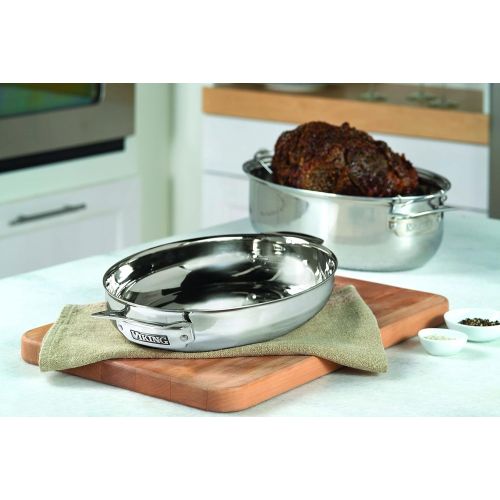  Viking 3-Ply Stainless Steel Oval Roaster with Metal Induction Lid and Rack, 8.5 Quart