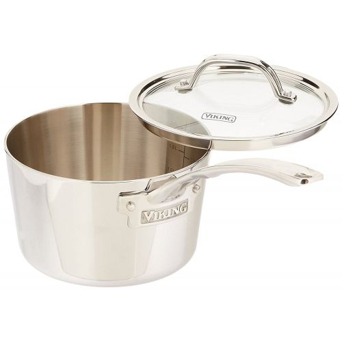  Viking Culinary Viking Contemporary 3-Ply Stainless Steel Saucepan with Lid, 2.4 Quart