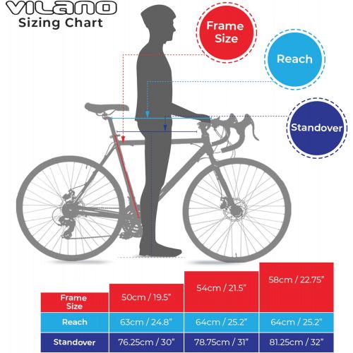  Vilano Tuono T20 Aluminum Road Bike 21 Speed Disc Brakes, 700c