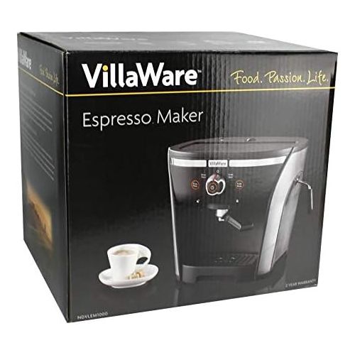  Villaware New NDVLEM1000 15 Bar Pressure Home Espresso/Cappuchino Maker, 2, Black & Silver