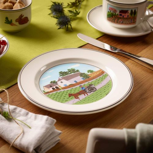  Villeroy & Boch 10-2337-2642 Design Naif Salad Plate #1-Going to Market, 8.25 in, White/Colorful