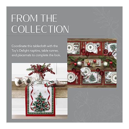  Elrene Home Fashions Villeroy & Boch Toy's Delight Christmas Fabric Tablecloth, Holiday Table Decor, 60