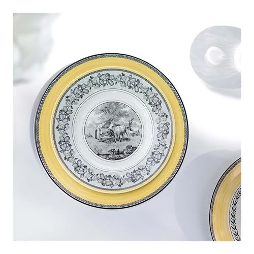  Villeroy & Boch Audun Ferme Salad Plate, 8.5 in, White/Gray/Yellow